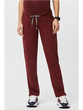 NWT Figs Womens Burgundy Yola Maternity Skinny Scrub Pants